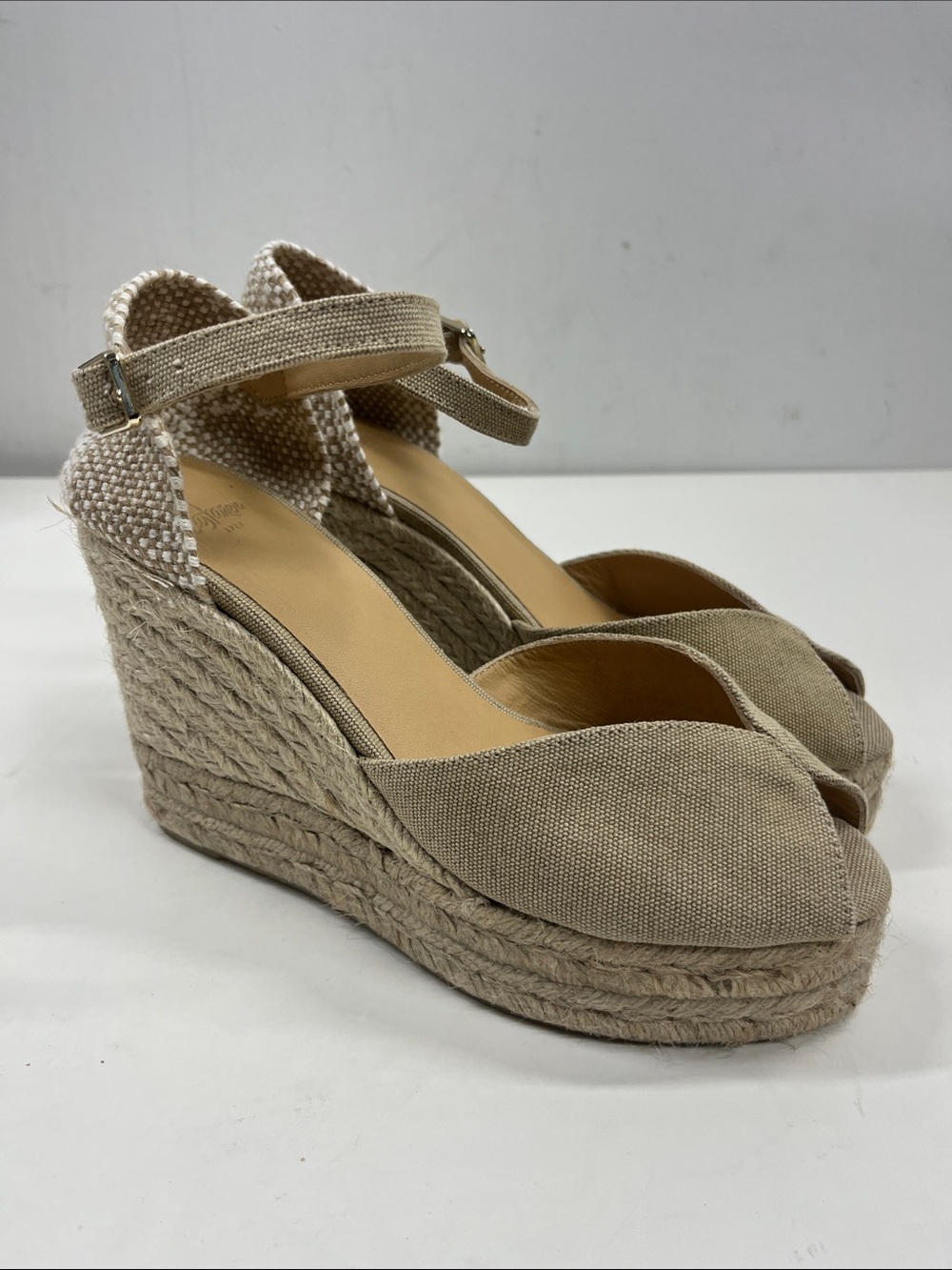 New Castaner Bianca Wedge Sandal in Sand Size 38 (US 7.5)